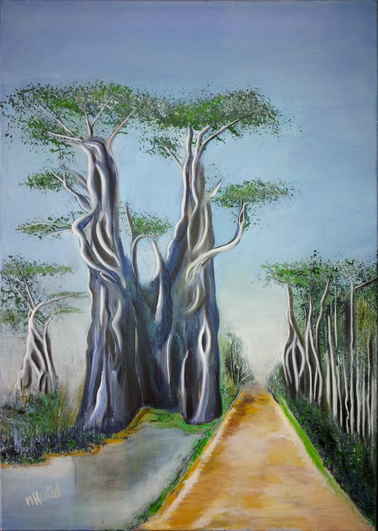 Question de Route des Baobabs - peinture 70 x 50 cm